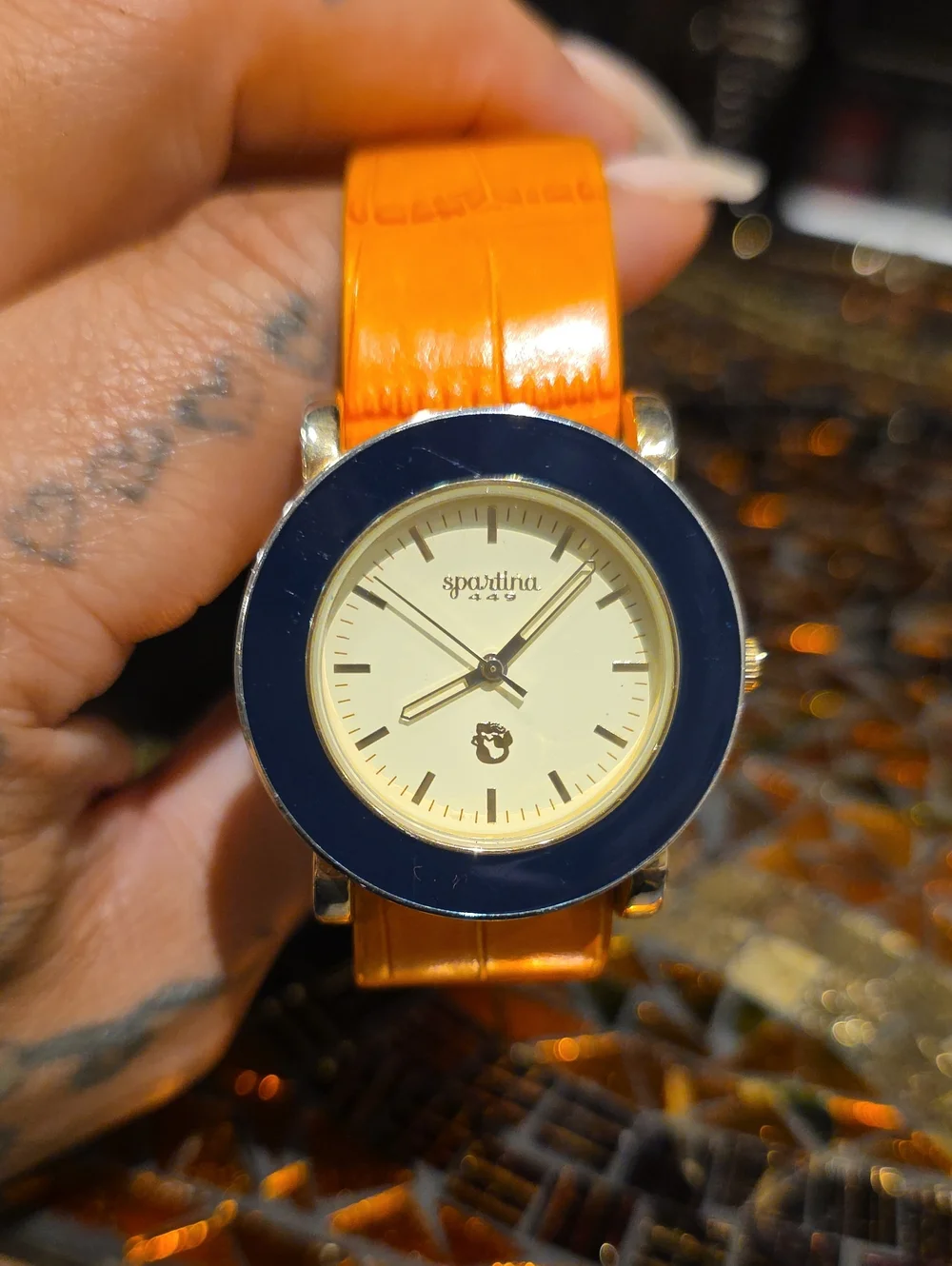 Spartina 449 Orange Strap Navy Bezel Women’s Watch